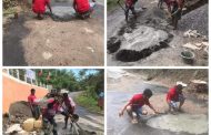Aksi Sosial BaRed Saat Memperbaiki Jalan Rusak, Diapresiasi Masyarakat Desa Batu