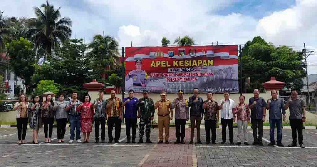 Bupati Kumendong Hadiri Apel Kesiapan Pemilu 2024 di Mapolres Minahasa