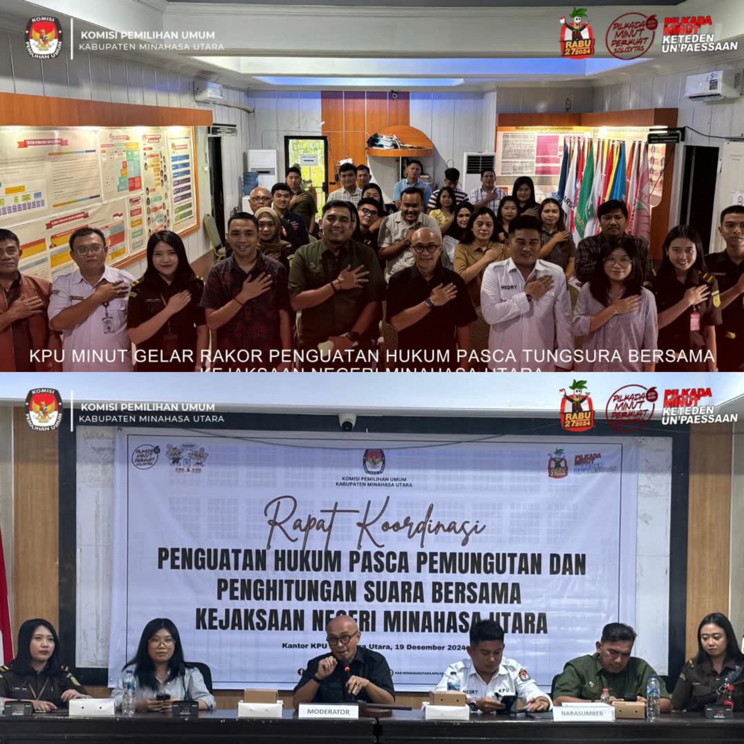 Gandeng Kejari, KPU Minut Laksanakan Rakor Penguatan Hukum Pasca Pemungutan dan Perhitungan Suara