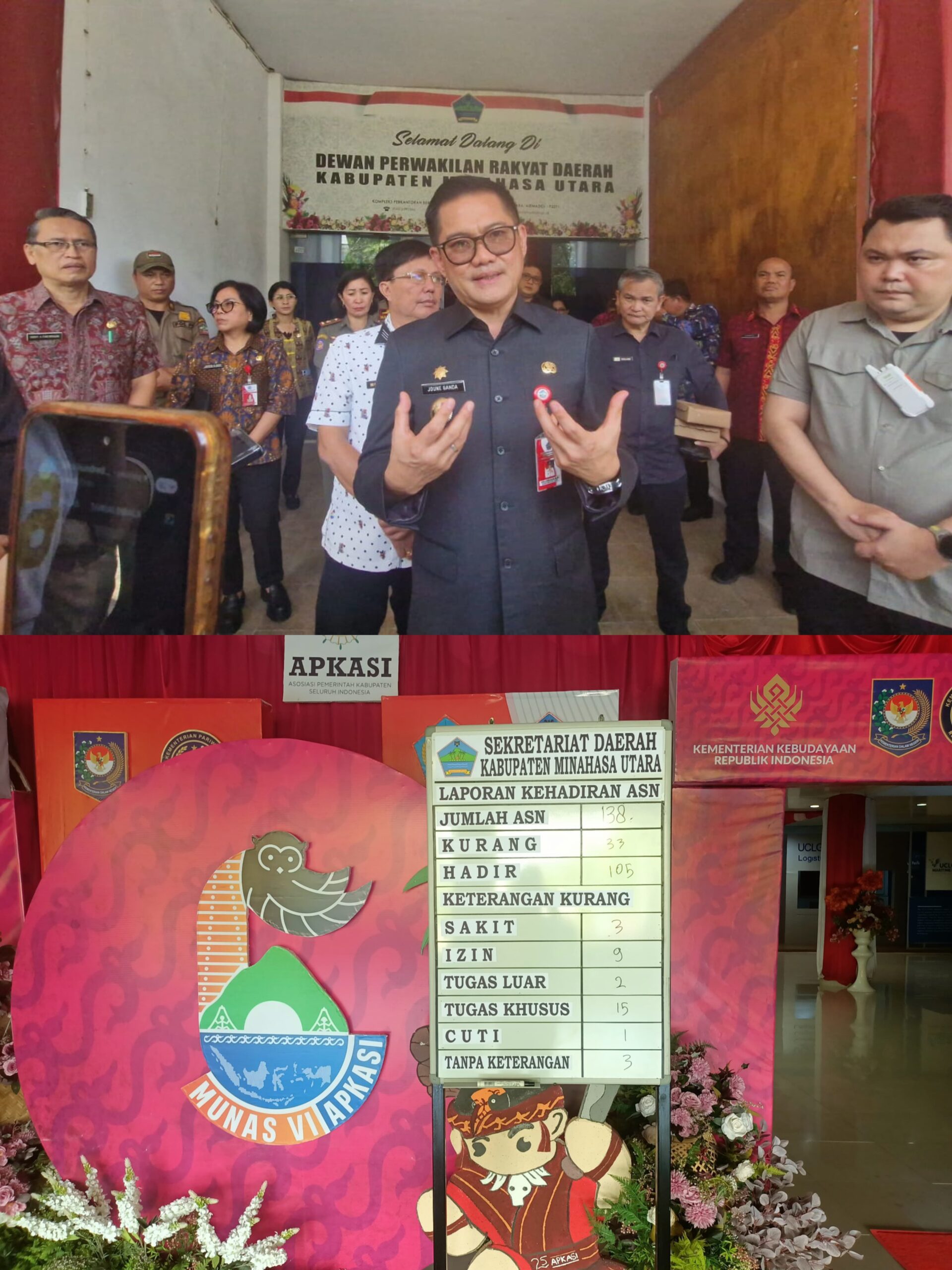 Komitmen Tingkatkan Kedisiplinan ASN,‎ JG-KWL Pasang Papan Rekapitulasi Kehadiran di Lobby Kantor Bupati ‎ ﻿