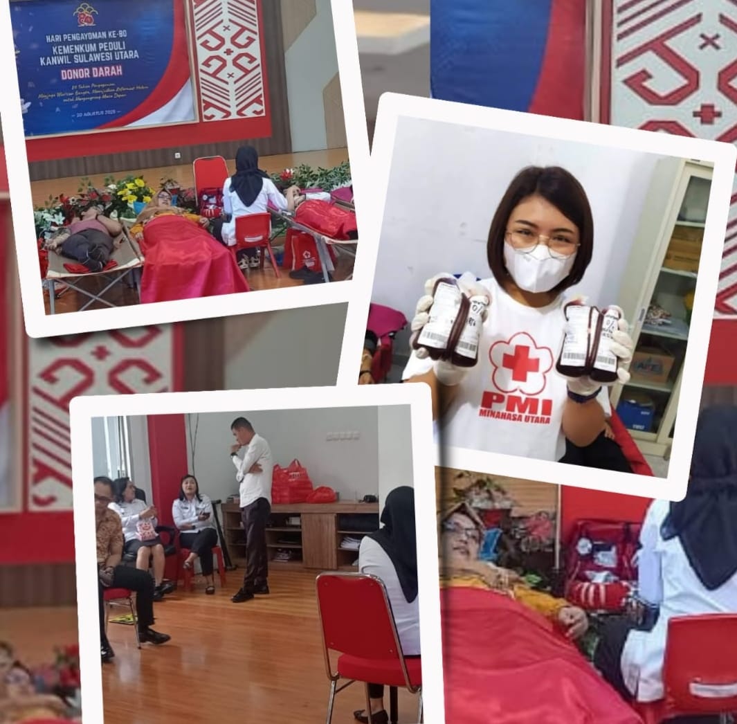 Aksi Kemanusiaan, PMI Minut Gandeng Kanwil Kemenkum Sulut Gelar Donor Darah ‎