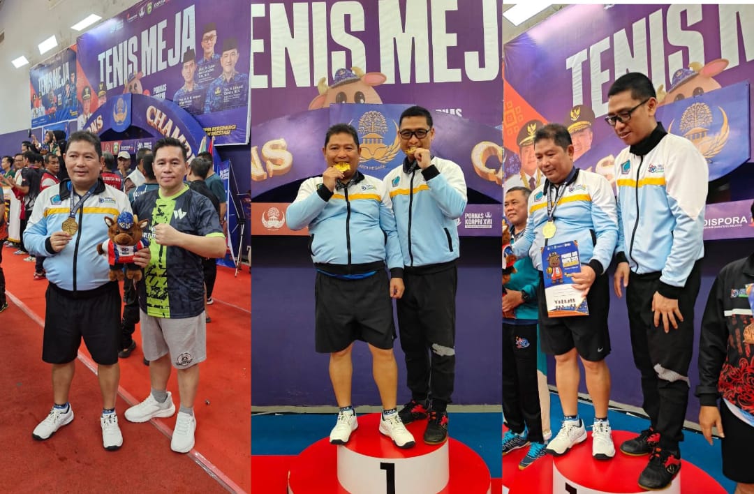 Pasangan Tenis Meja Sulut Kumendong-Dotulung Raih Emas di Pornas Korpri 2025