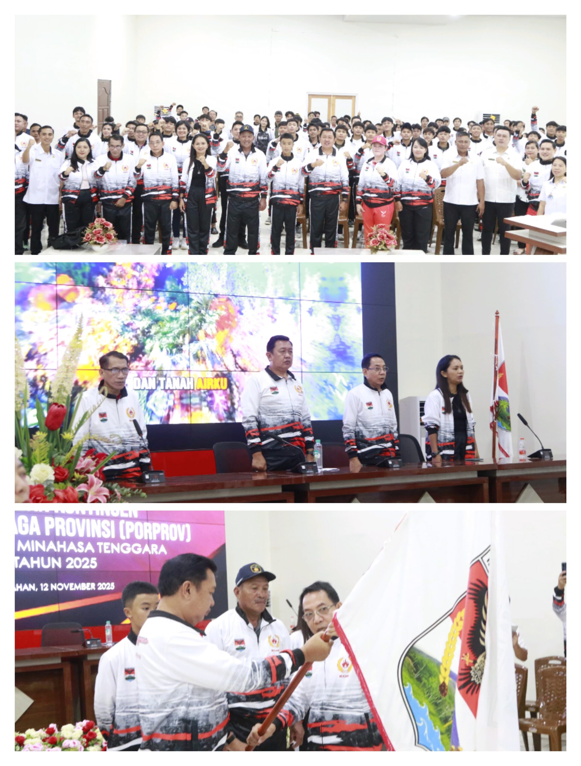 Bersama Ketua Koni Mitra Fredy Tuda, Ir Elly Sangian, M.E Lepas Kontingen Porprov, Targetkan Raihan Medali Emas