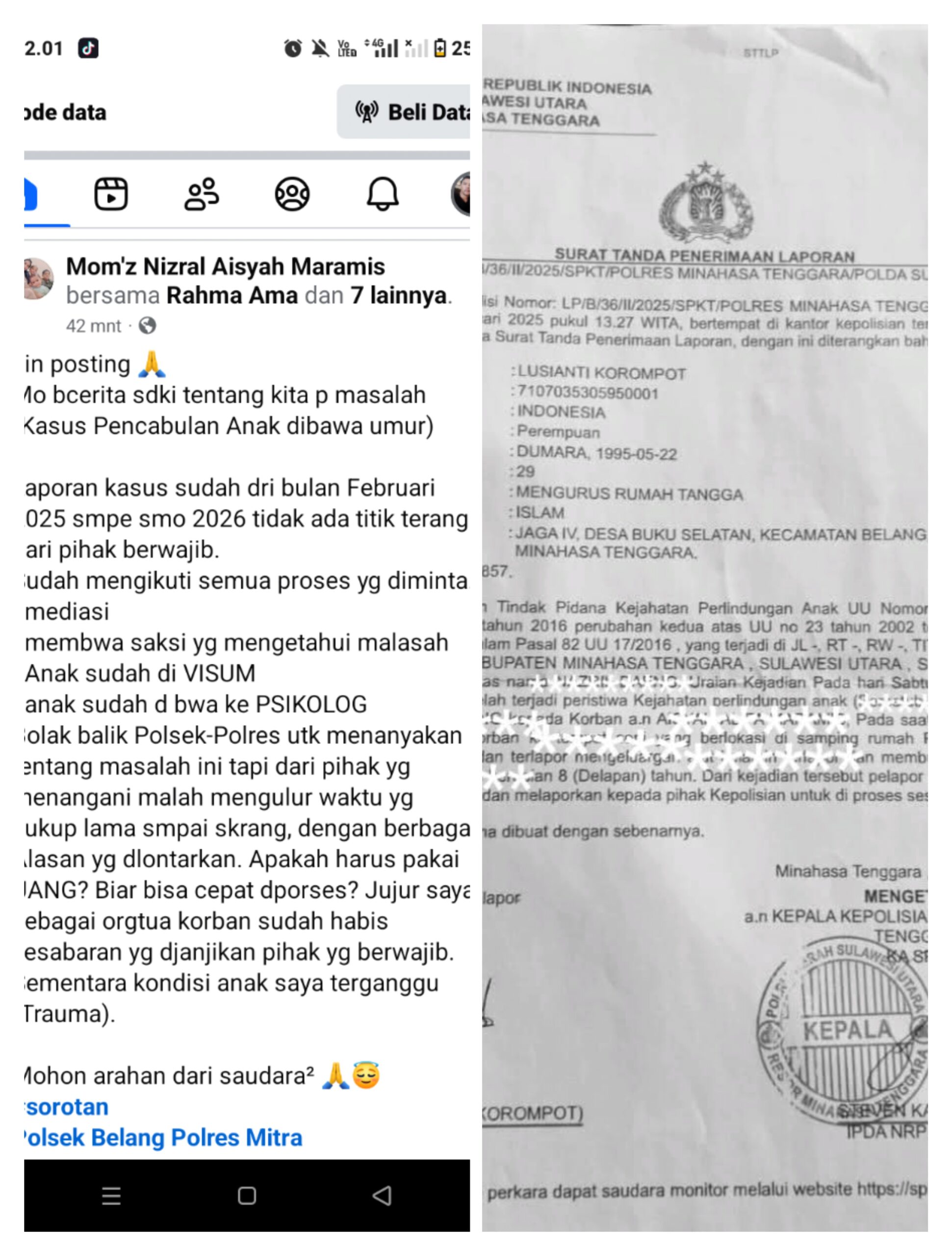 Kasus Pencabulan Anak di Belang: Korban Trauma, Tersangka Bebas Berkeliaran, Kasat Reskrim Janji Bertindak